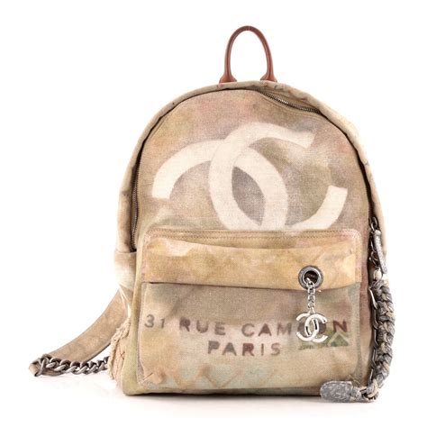 chanel graffiti canvas art school small backpack|Chanel graffiti bags.